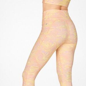 FABLETICS Pink and Yellow Swirl Leggings & Sports Bra Set